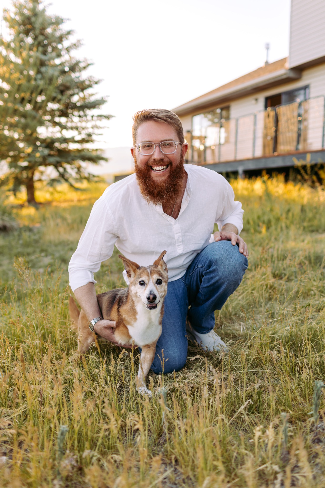 Carl and his dog Cici outdoors